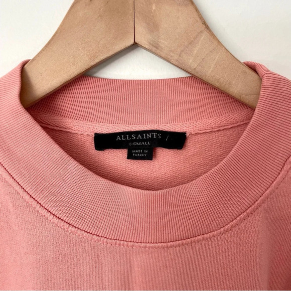 Allsaints Unai Oversized Cold  Shoulder Sweatshirt Pink - Picture 7 of 12